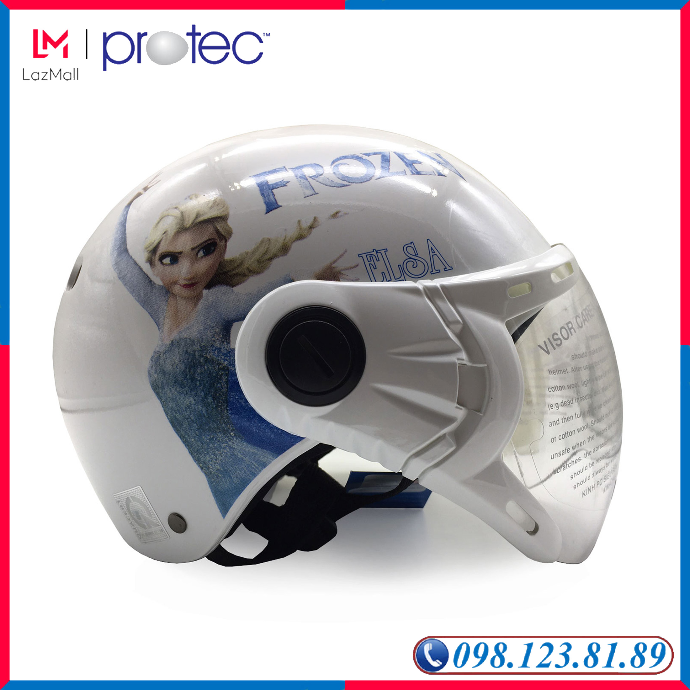 Mũ Bảo Hiểm Trẻ Em 1/2 Đầu Có Kính Protec Kitty Họa Tiết Nữ Hoàng Băng Giá Frozen Thời Trang, An Toàn, Chất Lượng - PROTEC HELMET
