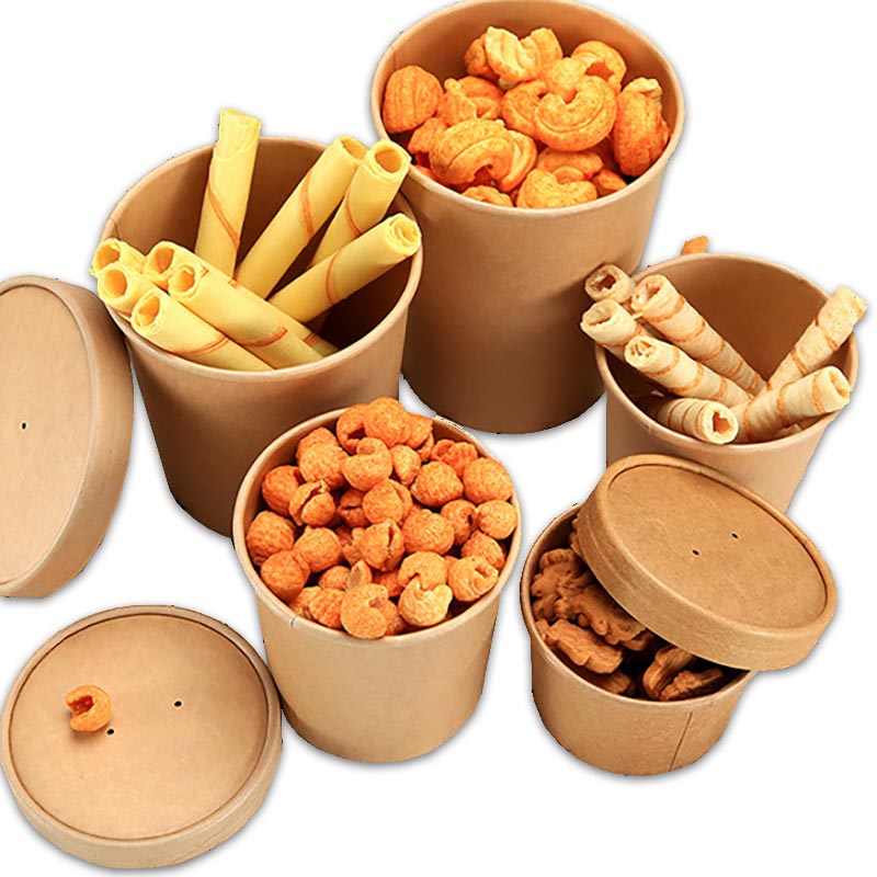 25 tô kraft nắp giấy 8 oz đựng kem, đựng thực phẩm (240 ml 360 ml 550 ml 760 ml) bao gồm nắp giấy