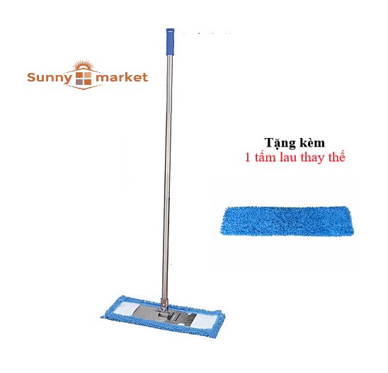 Cây lau nhà siêu sạch inox bẹ san hô, bảng dài 45cm tặng kèm 1 tấm lau thay thế