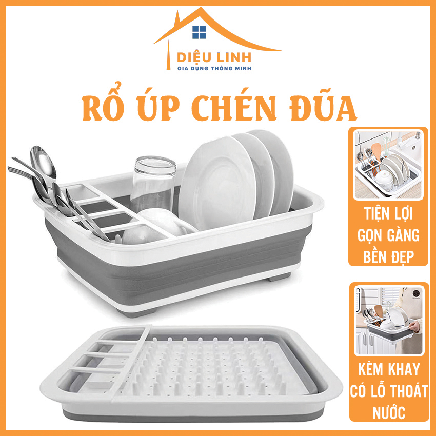 Rổ úp chén bát thông minh silicon gấp gọn kích thước 36 × 32 × 5cm, giá đựng bát đĩa đa năng bằng nhựa silicon gấp gọn tiện dụng, kệ bát đĩa để bàn tiết kiệm diện tích tramanhshop