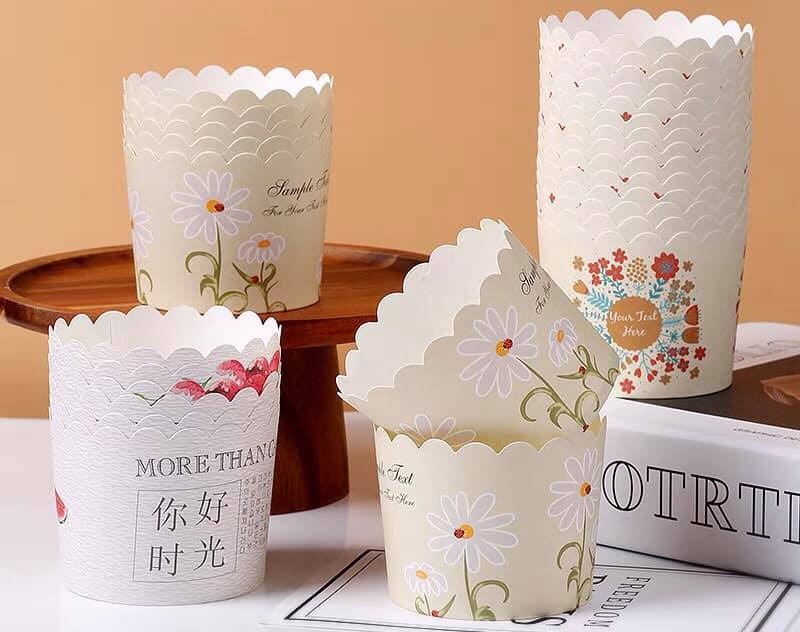 Set 50 cup đựng cupcake giấy cúc họa mi màu xanh