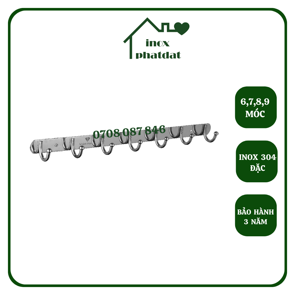 Móc treo đồ nhà tắm inox 304 đặc phát đạt không rỉ sét, móc áo đầu bi inox, giá treo inox :