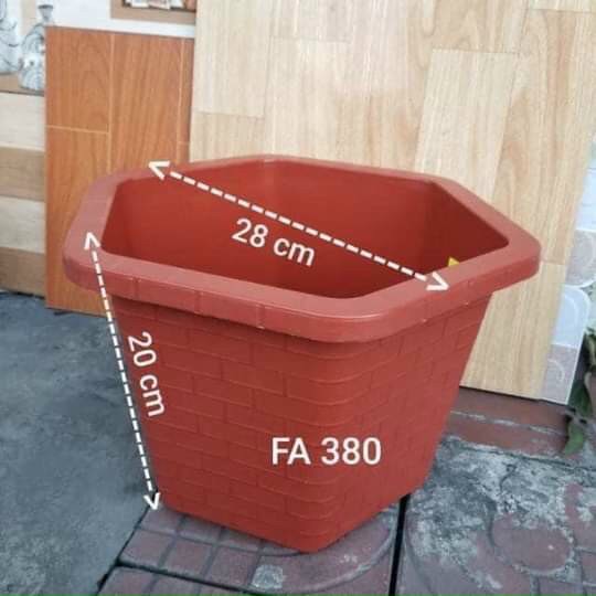 [HCM]Chậu nhựa lục giác FA380 đường kính 28cm màu đỏ vân gạch dày loại 1