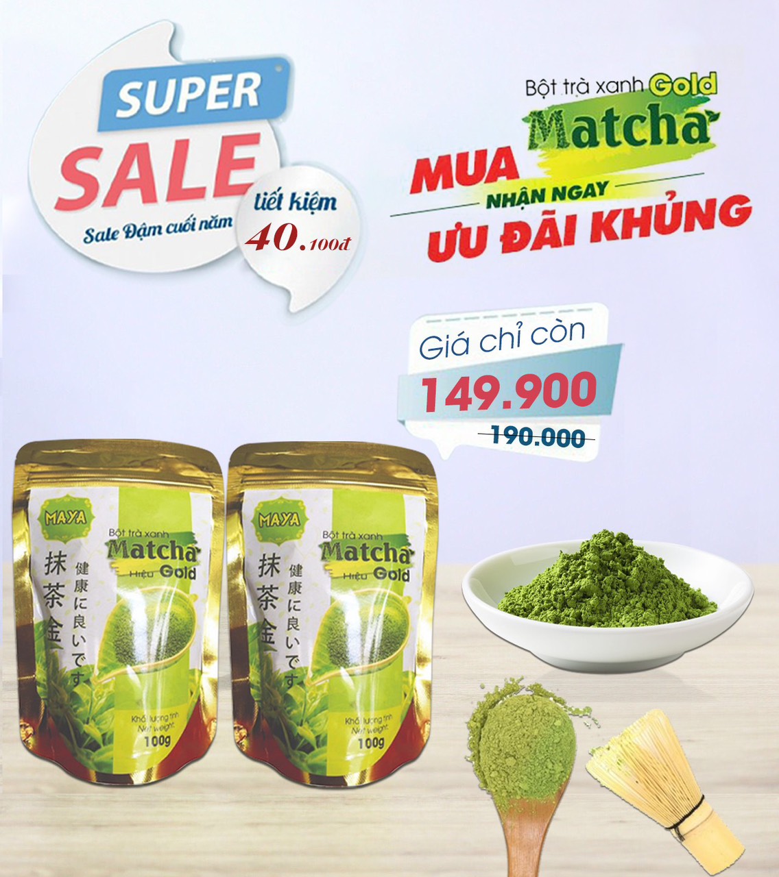 Bột trà xanh Matcha Gold- 100gr