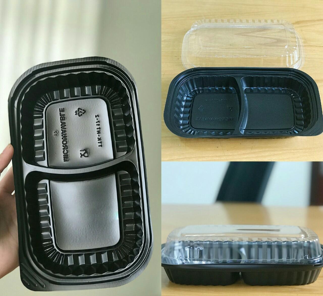Hộp cơm đế đen 2 ngăn ht17