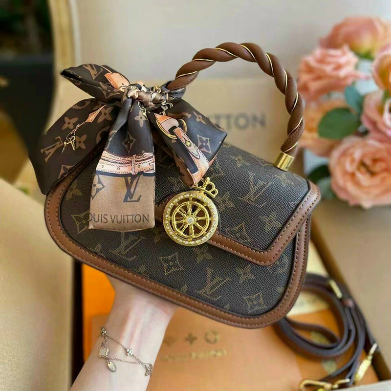 Túi xách nữ túi đeo chéo quai xoắn khóa vương miệng, tặng kèm khăn lụa h30