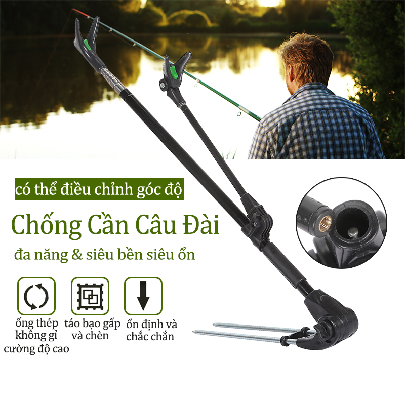 Chống cần câu đài câu đơn cao cấp,chống cần câu tay-giá đỡ cần câu đài-inox siêu bền