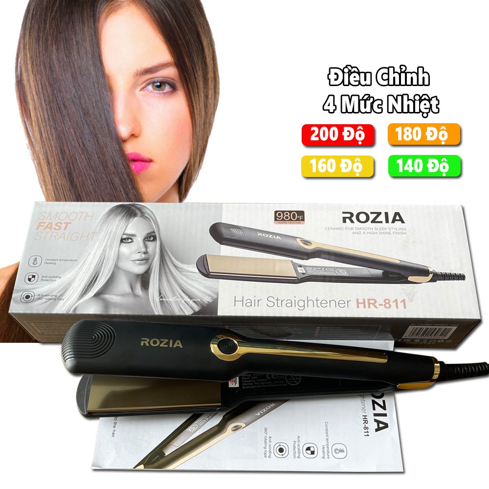 Máy duỗi ép tóc rozia máy làm tóc tạo kiểu chuyên nghiệp, máy làm tóc uốn tóc, máy kẹp tóc dụng cụ làm tóc chuẩn salon