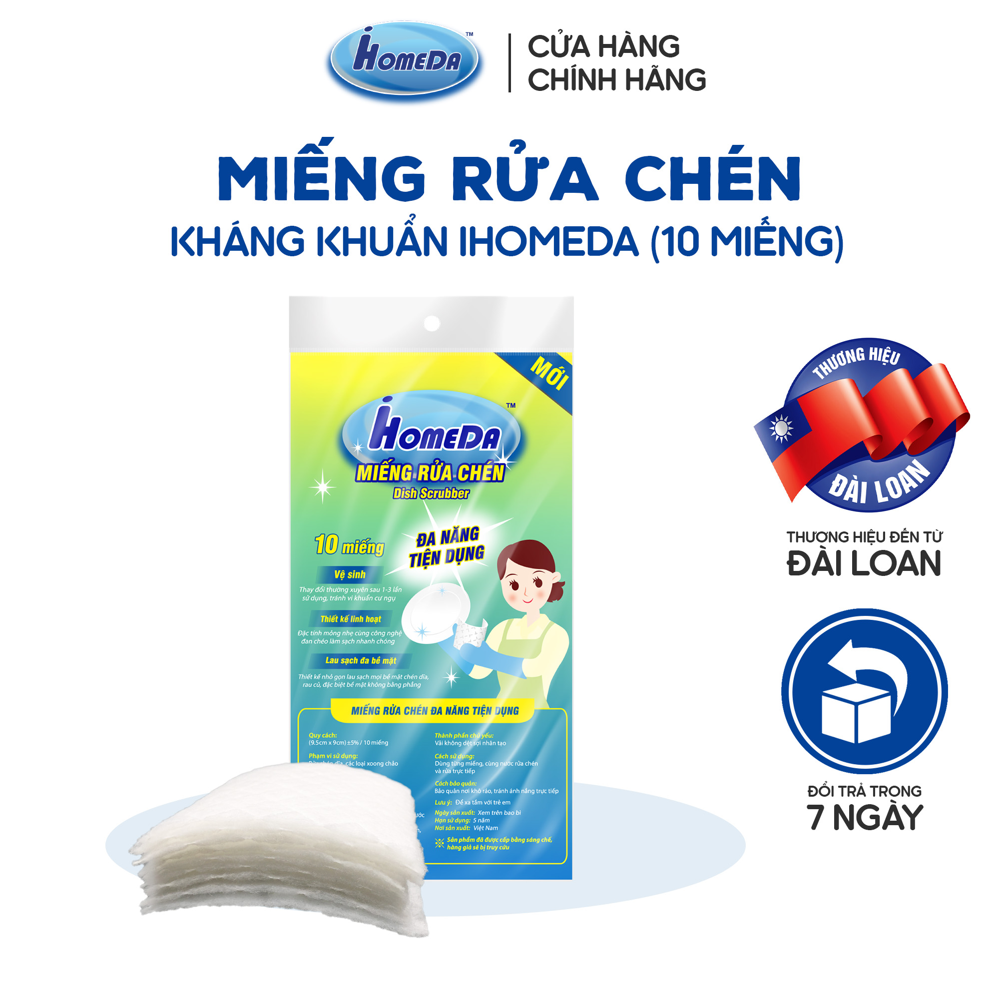 Miếng Rửa Chén Tiện Dụng iHomeDa (10 Miếng/ Gói)