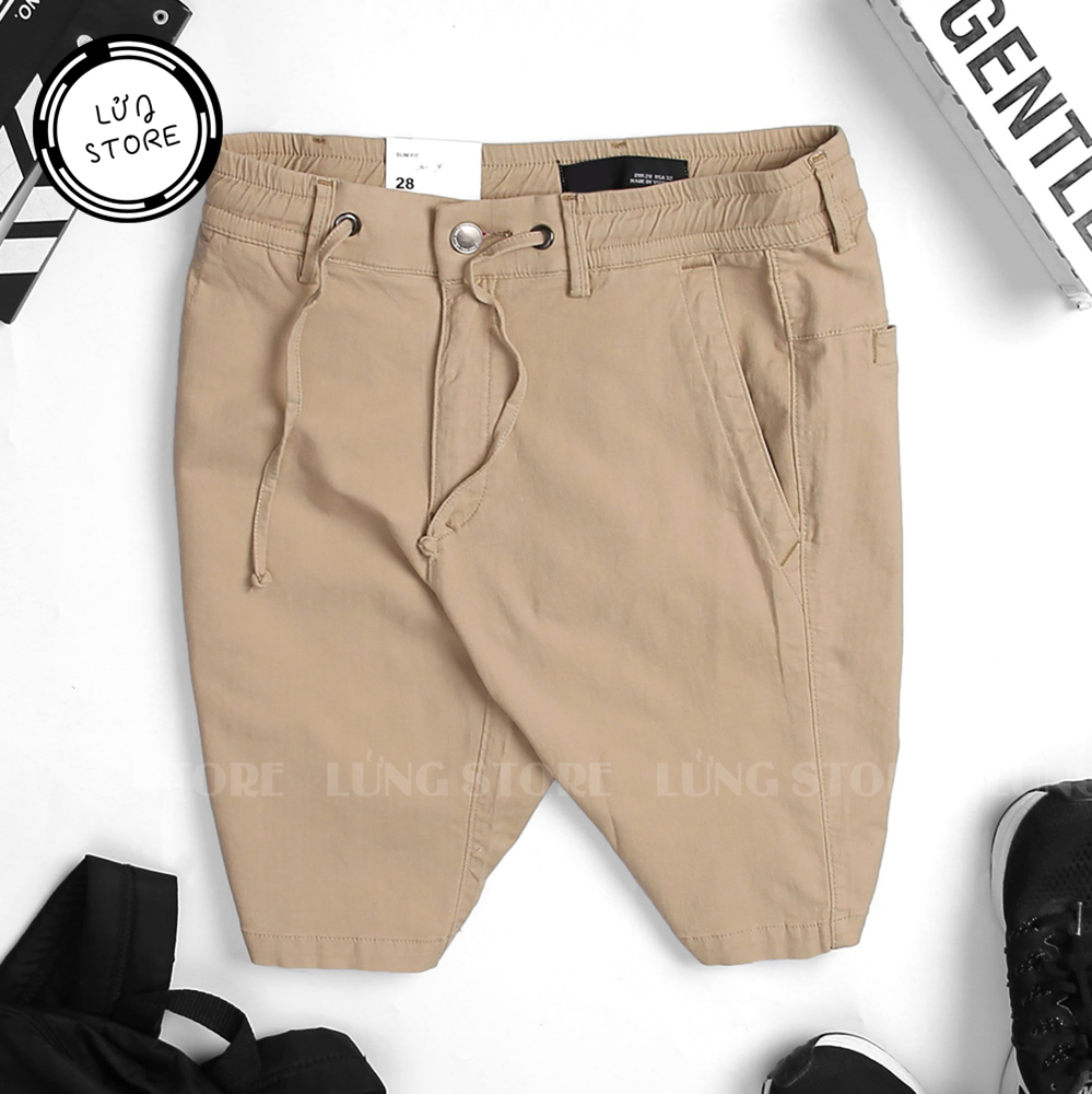 Quần short nam lưng thun cao cấp vải mềm lửng store màu vàng - zr05