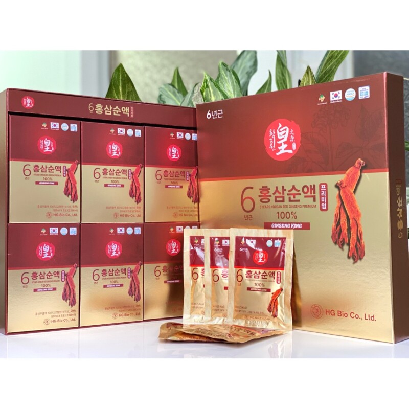 Nước tinh chất hồng sâm 100% hg bio hộp 30 gói x 50ml