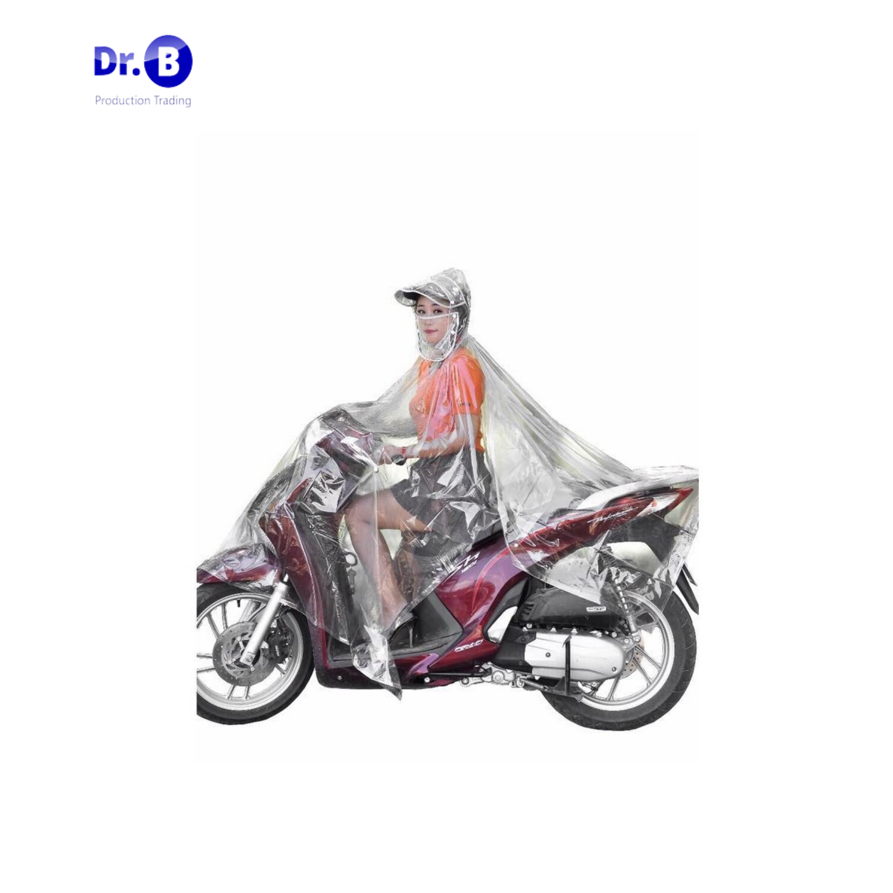 Áo mưa bằng nhựa trong suốt có che mặt