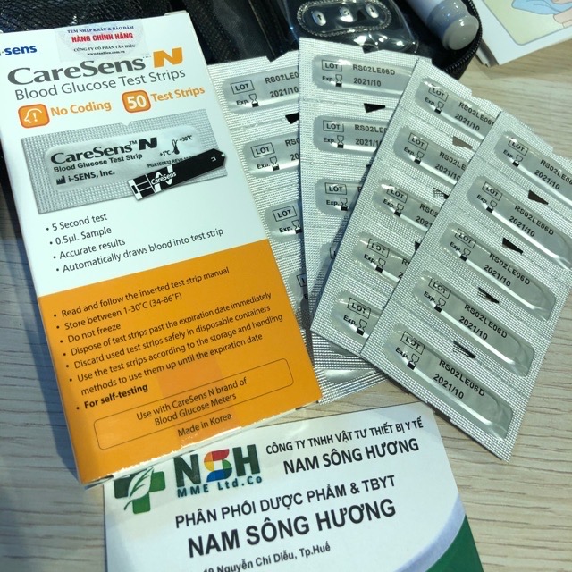 HỘP 25 QUE DẠNG VỈ Que Thử đường huyết caresens test thử đường huyết que thử tiểu đường Caresens n caresen của HÀN QUỐC
