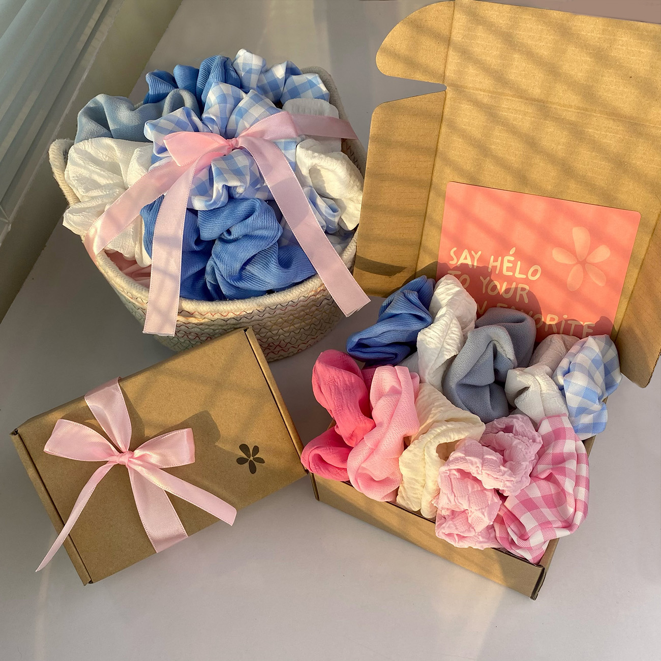 Set hộp 10 dây cột tóc scrunchies pastelish - combo tiết kiệm