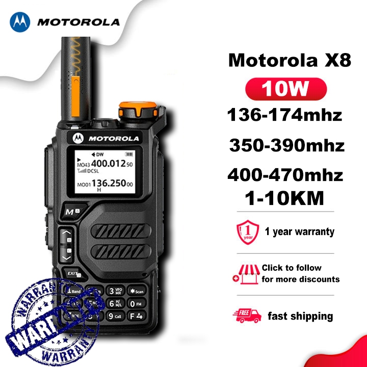 Bộ đàm Motorola X8 Bộ đàm băng tần số UHF/VHF kết hợp nghe đài FM 1-10km 10w chờ siêu dài