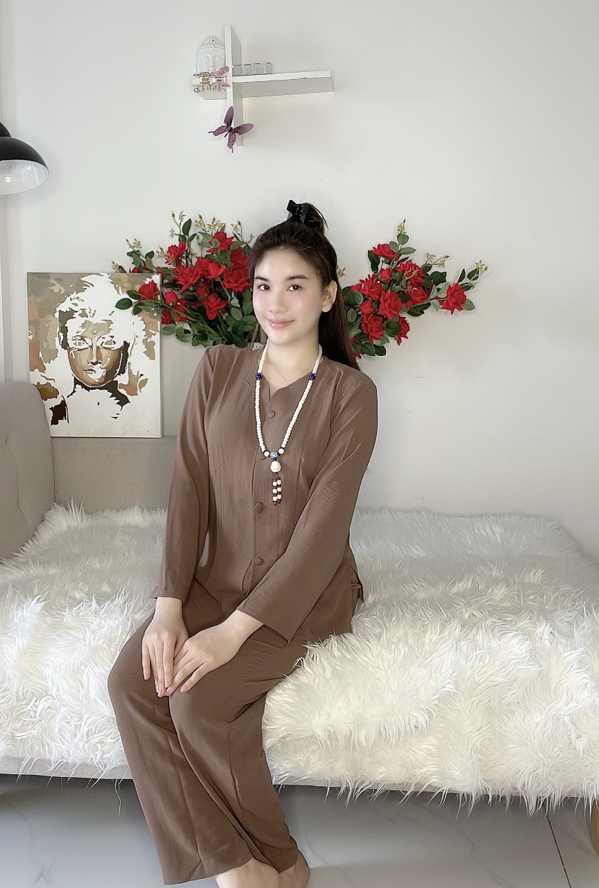Bộ lễ chùa đũi cổ khóa không thêu