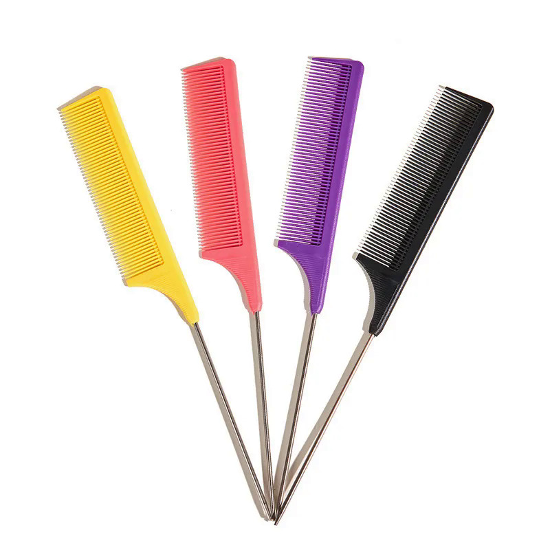 Hair Comb Rat Tail Parting Rattail Teasing Fine Tooth Comb Metal Hair Pick Detangling Combs For Women Men Girls Salon Hair Tools