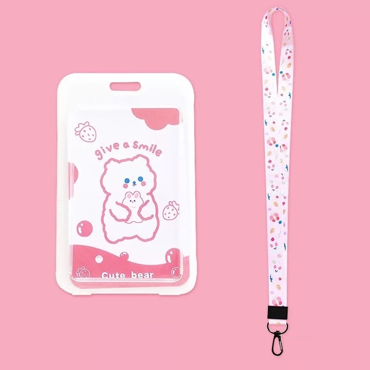 [HCM]Thẻ Đeo Bảng Tên Học Sinh Sinh Viên Nhựa Dẻo Trong Suốt + Dây Đeo Họa Tiết - Vani Store