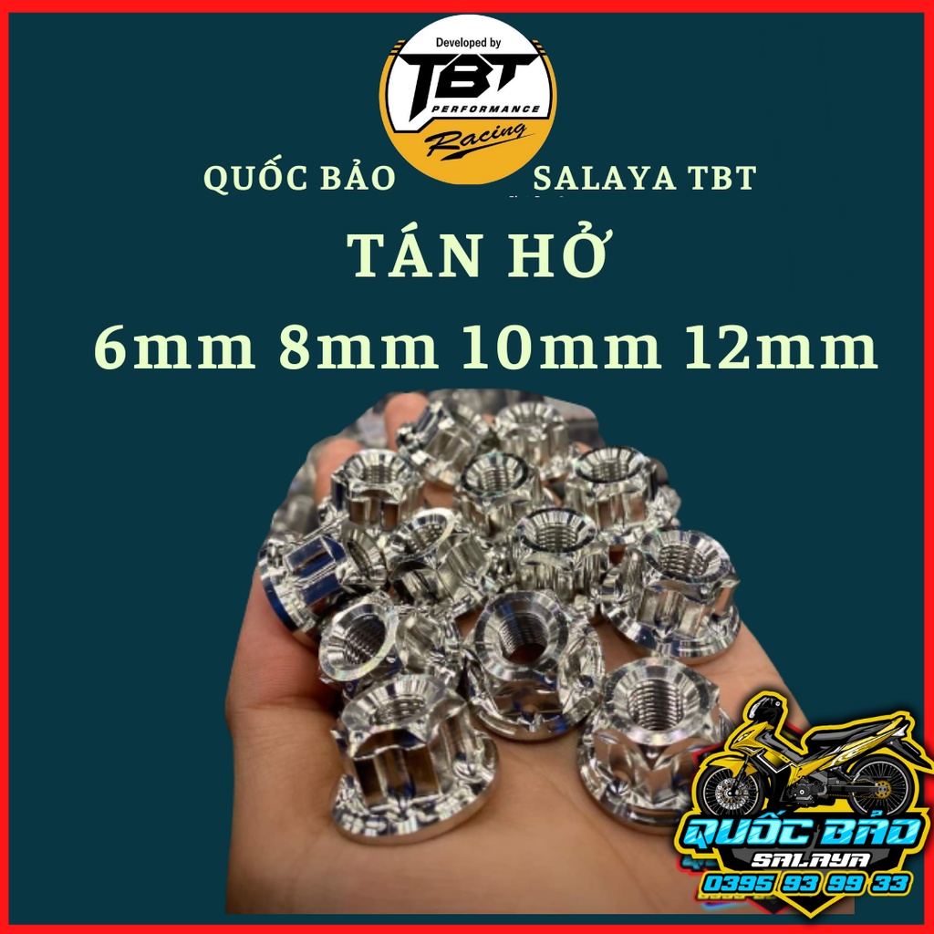 Tán salaya thái inox 304 đầu hở 6mm 8mm 10mm 12mm 14m gắn cùi dĩa, cốt bánh các dòng xe.