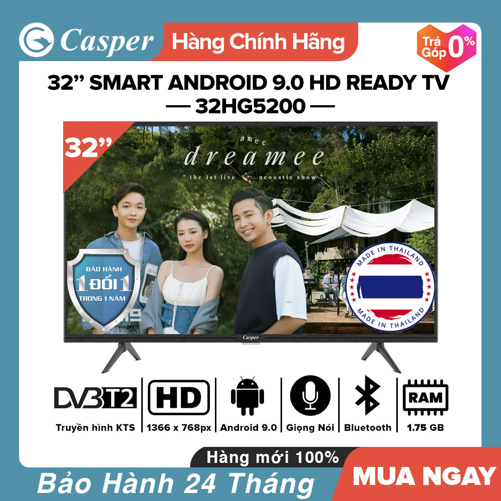 Smart Voice Tivi Casper 32 inch HD 32HG5200 Android 9.0, Điều khiển giọng