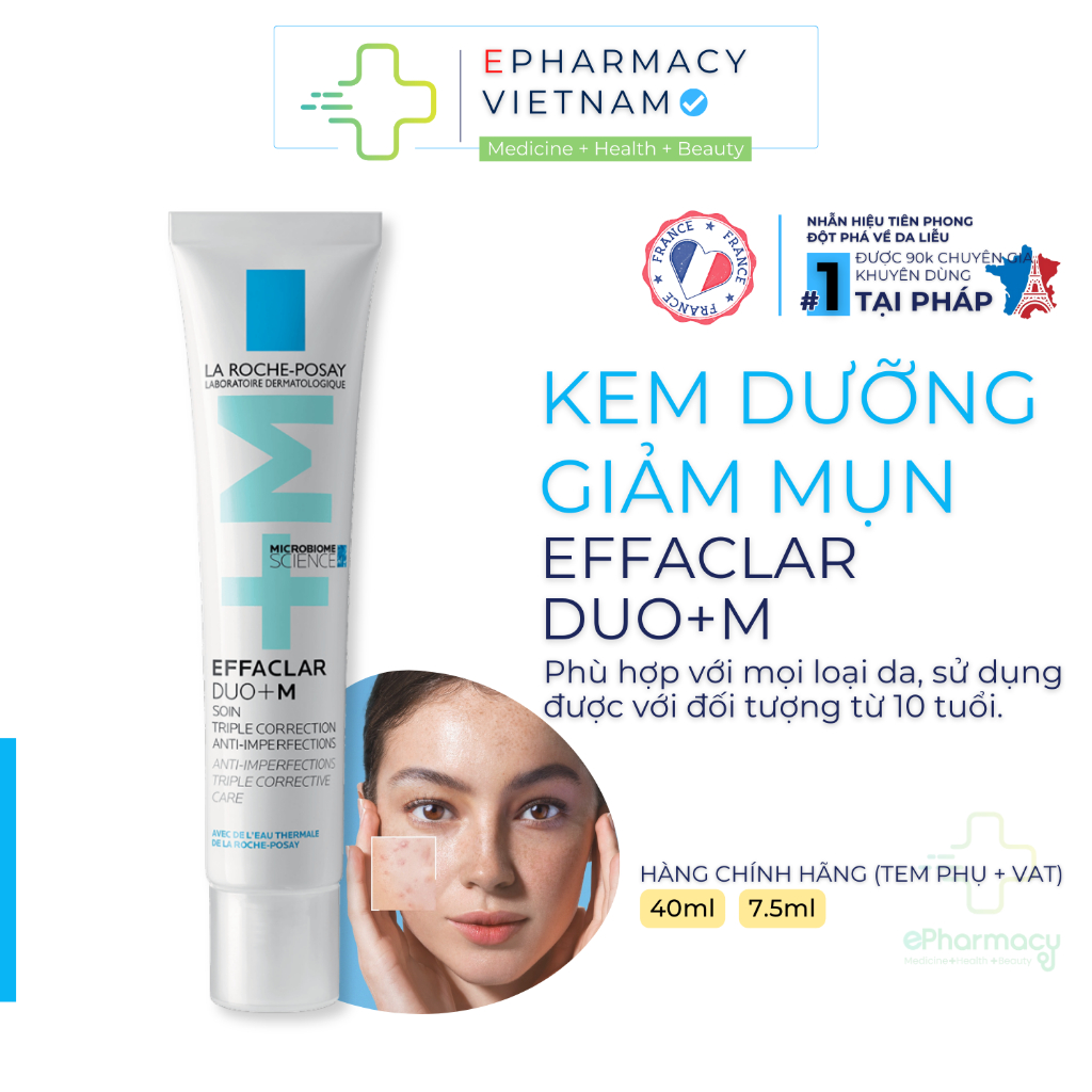  La Roche Posay Duo+ - Kem giảm mụn  EFFACLAR DUO+ DOU+ M giảm mụn ngừa vết thâm 