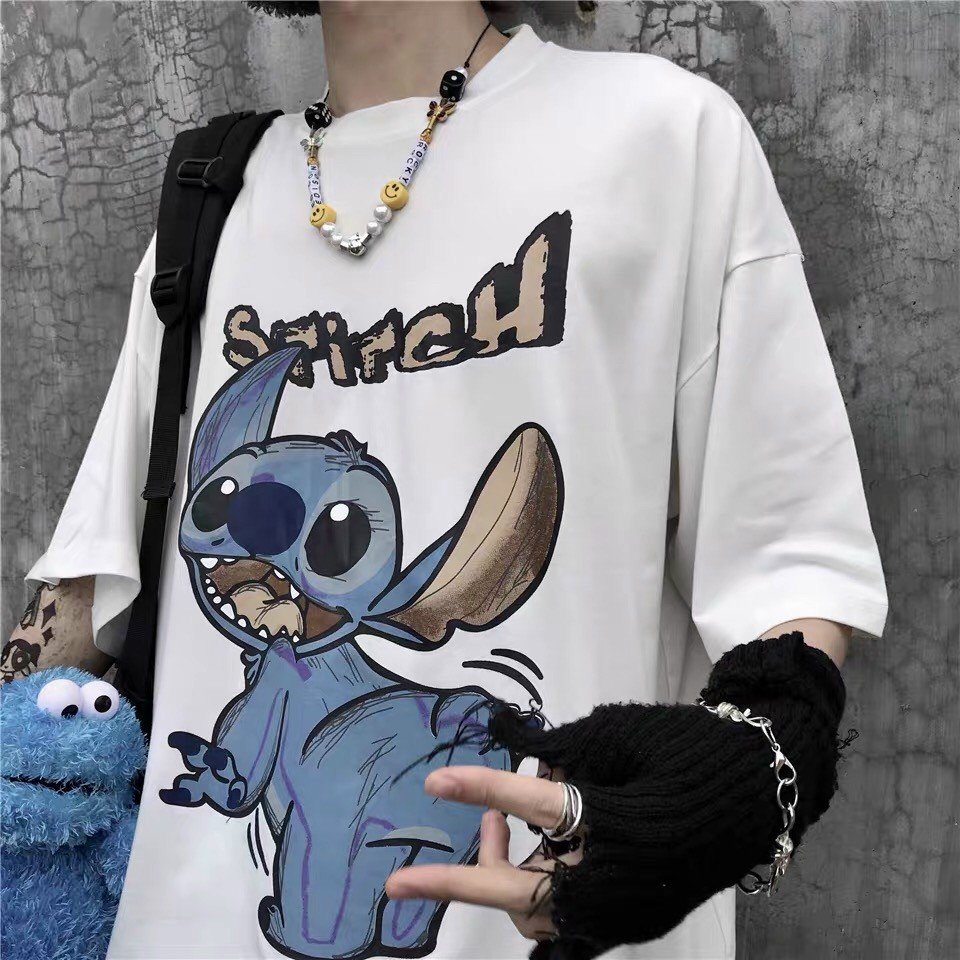 Áo thun tay lỡ form rộng dài unisex fashion, form rộng, in hình stitch cực chất.tp