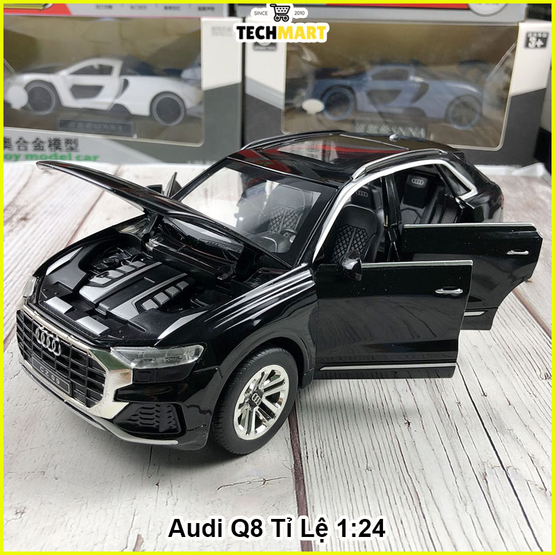 Xe mô hình trưng bày Audi Q8 tỉ lệ 1:24 hãng Chezhi khung thép sơn tĩnh điện bền đẹp, 3 màu Đen, Đỏ, Trắng