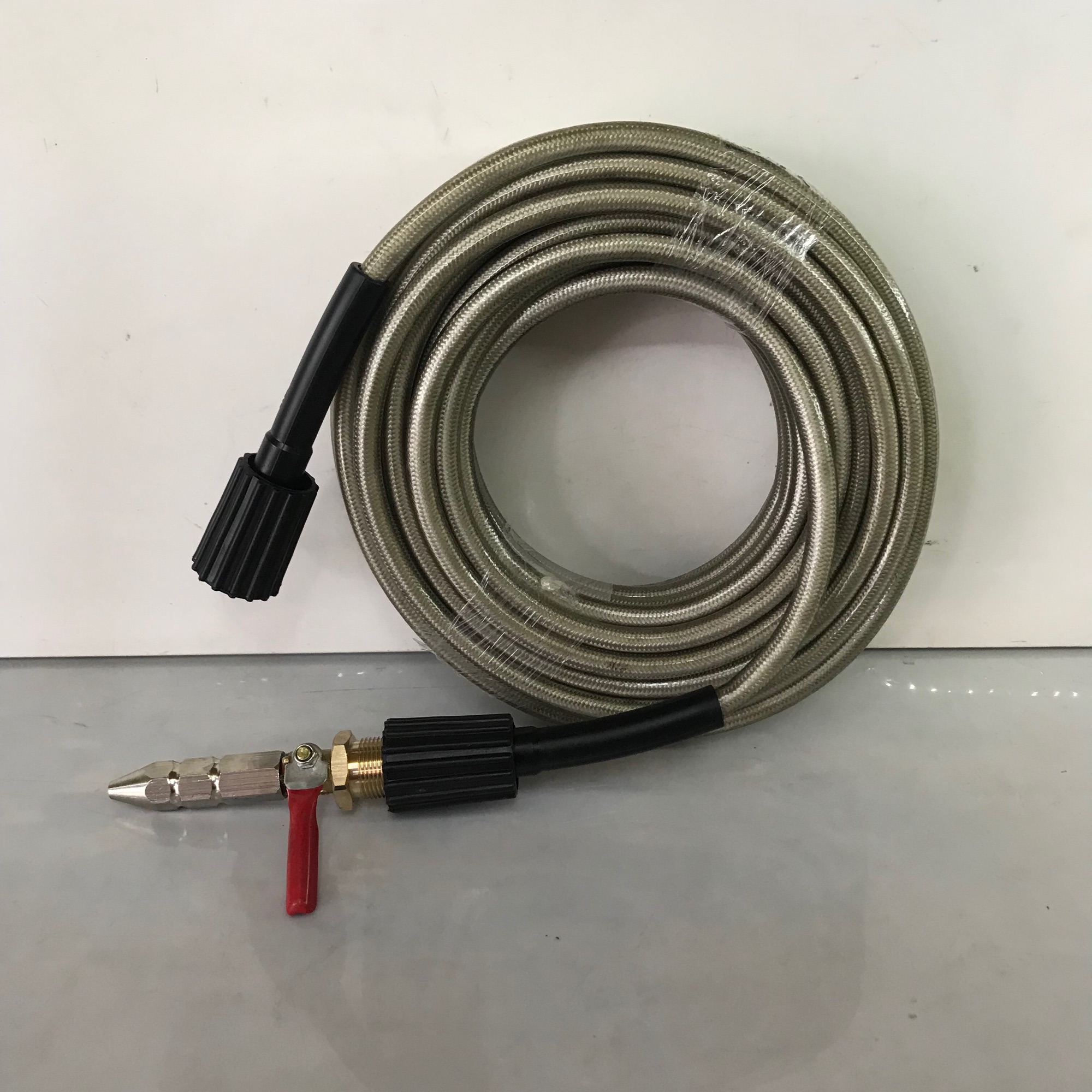 Dây Xịt Rửa Dài 20M 2 Đầu Ren 22mm Kèm Theo Béc Xịt Rửa Máy Lạnh-Rửa Xe Chỉnh Áp Lực