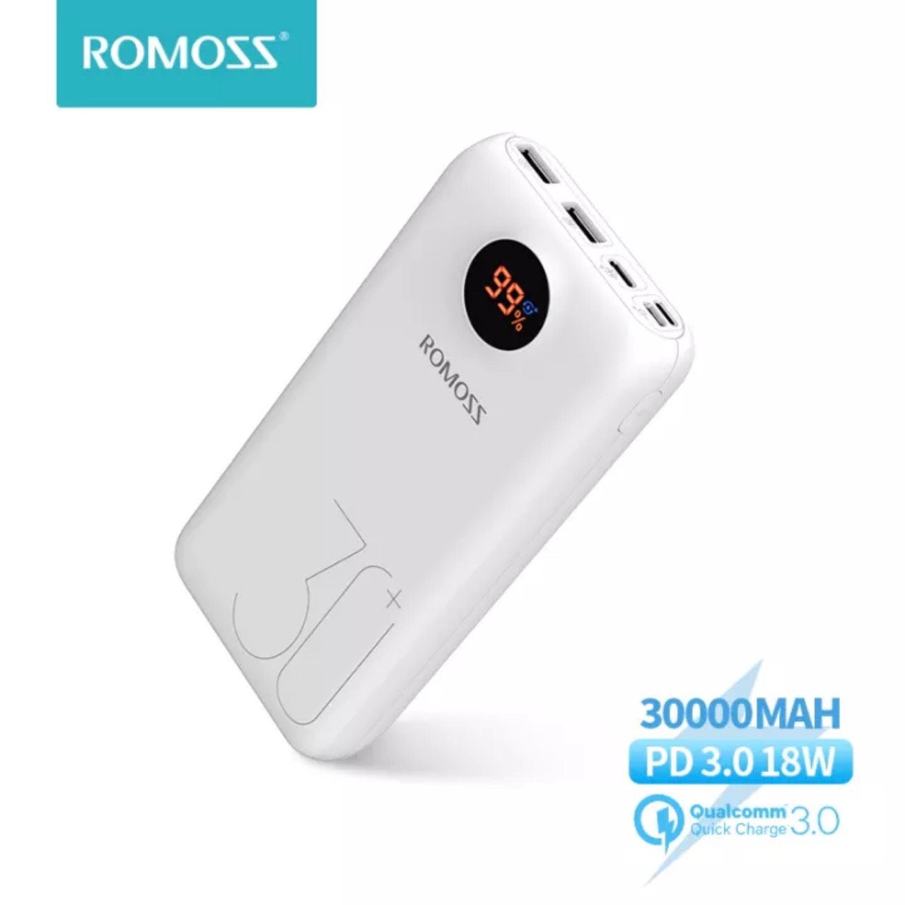 [HCM]Sạc dự phòng Romoss SW30 Pro-30.000mAh pin ngoài màn hình LED Sạc Nhanh PD cho điện thoại máy tính bảng