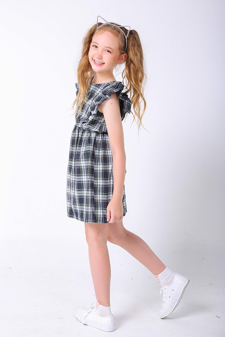 Đầm bé gái mdk plaid skater