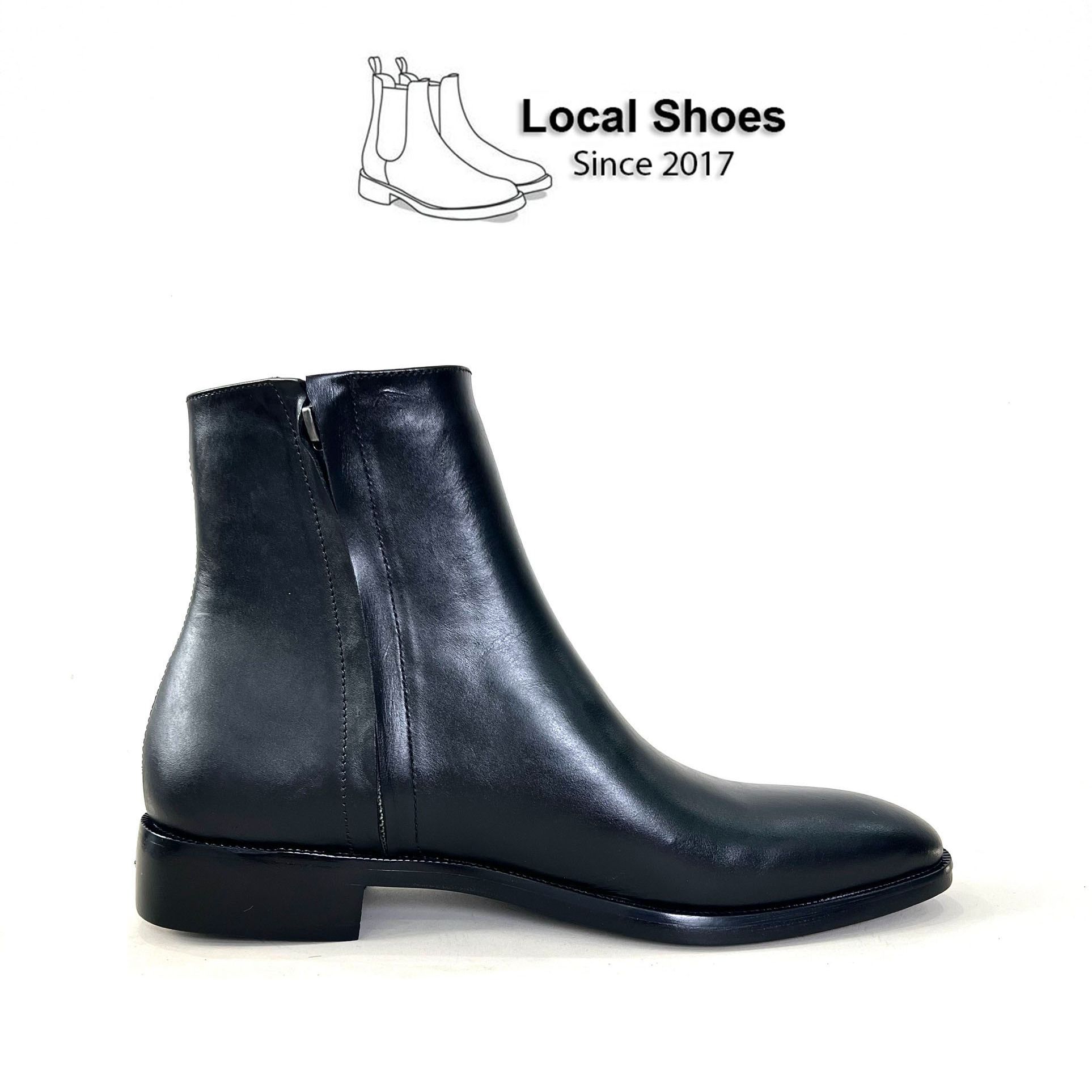 Zipper Boots da bò đế gỗ Local Brand, Bốt khóa kéo nam đế phíp