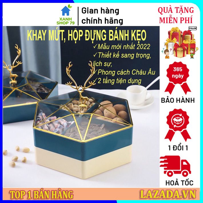 [MẪU MỚI NHẤT 2022] Khay mứt tết, khay đựng mứt tết bằng nhựa sang trọng, khay đựng bánh kẹo, hoa quả, hạt khô ngày tết kiểu dáng hiện đại sang trọng, hộp đựng mứt, bánh kẹo tết sừng hươu 2 tầng cao cấp