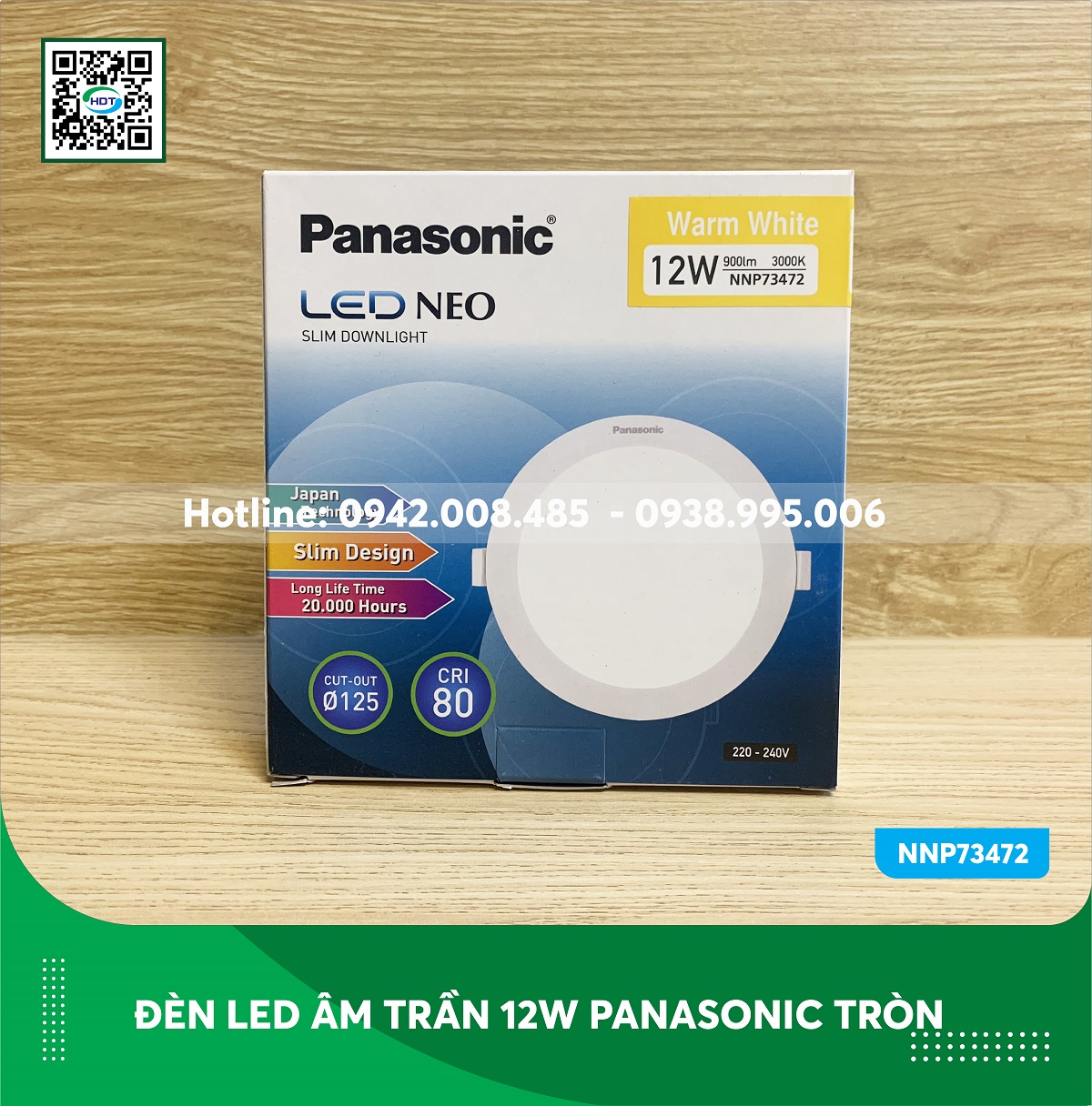 Đèn led âm trần panasonic 12w tròn Neo Slim NNP73472 ánh sáng vàng
