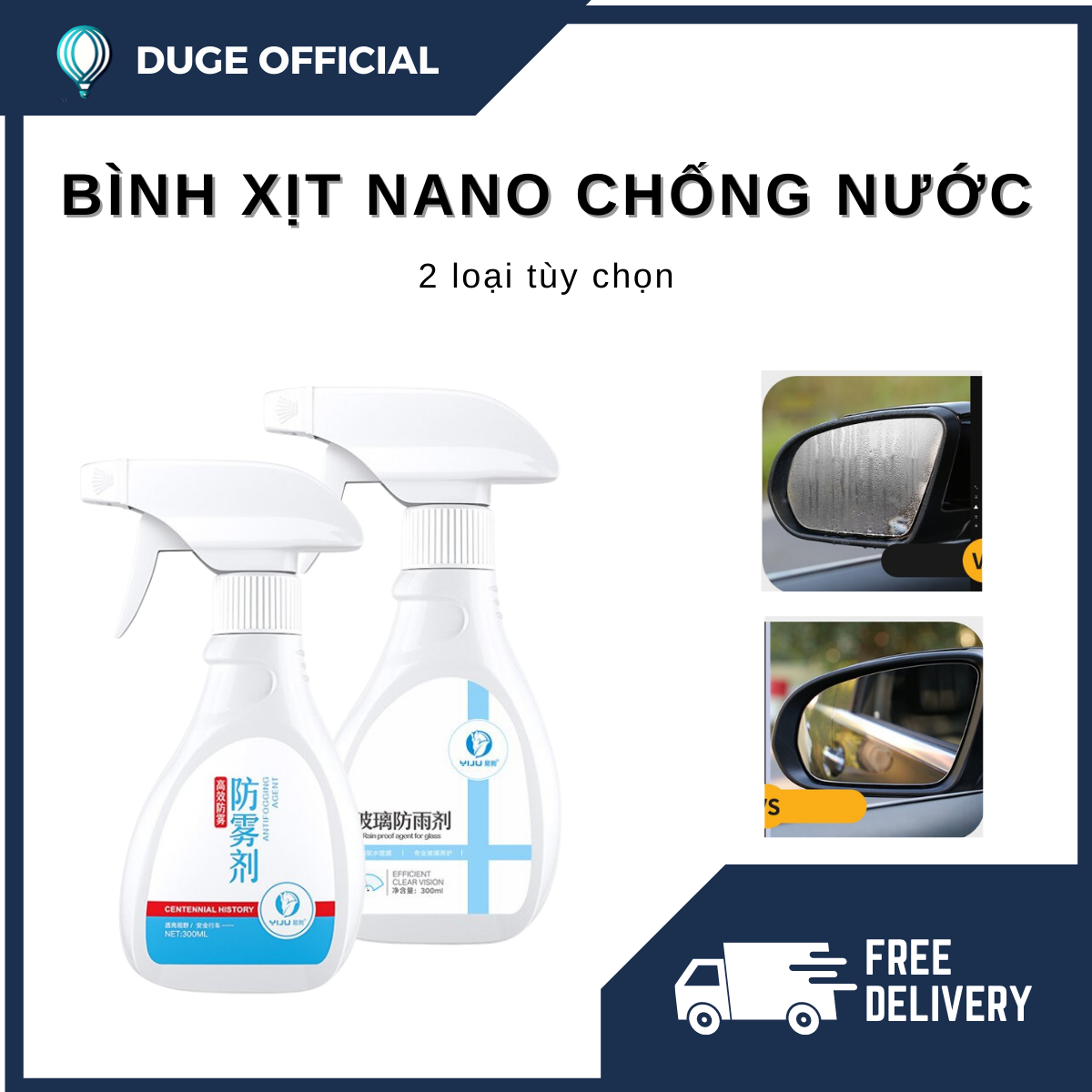 Bình xịt nano chống bám nước cho ô tô, phủ bóng ô tô 300ML