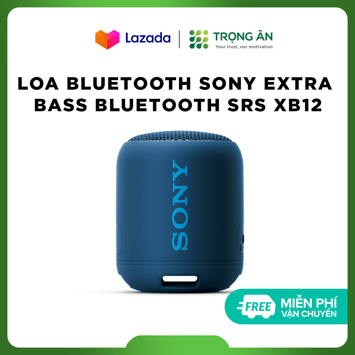 [HCM]Loa di động Sony Extra Bass Bluetooth SRS XB12 (Xanh dương) - Hãng Phân phối chính thức