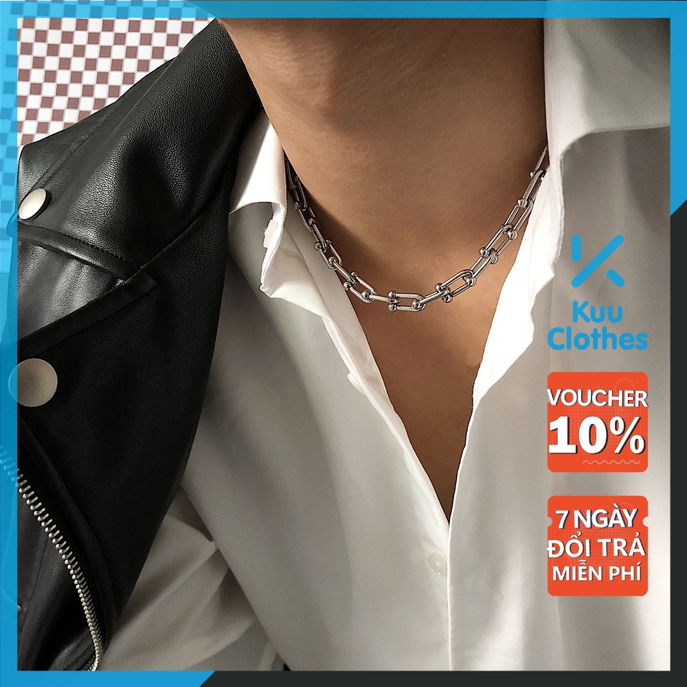 Dây Chuyền Nam Clavicle Chains Dây Xích Kuu Clothes Màu Bạc Đẹp - Vòng Cổ Nam Chữ U Phong Cách Ngầu Chất Titan Cuff