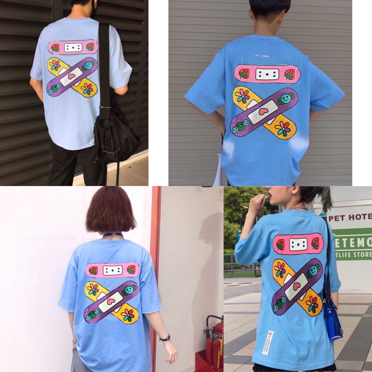 Áo thun nam nữ họa tiết băng keo unisex ullzang