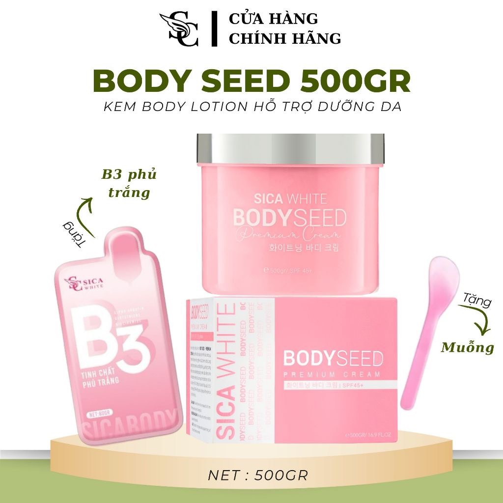 Kem body mầm sica 200-500g kem dưỡng trắng,thấm nhanh không lộ vâng kem _ khanhvy2012