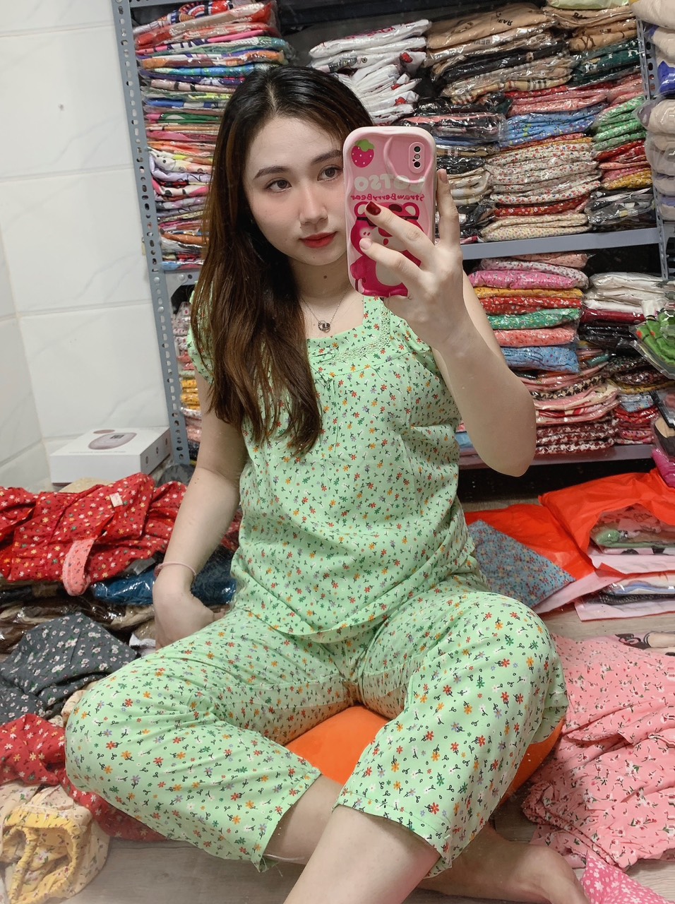 Đồ bộ mặc nhà lụa mango có túi dưới 58kg