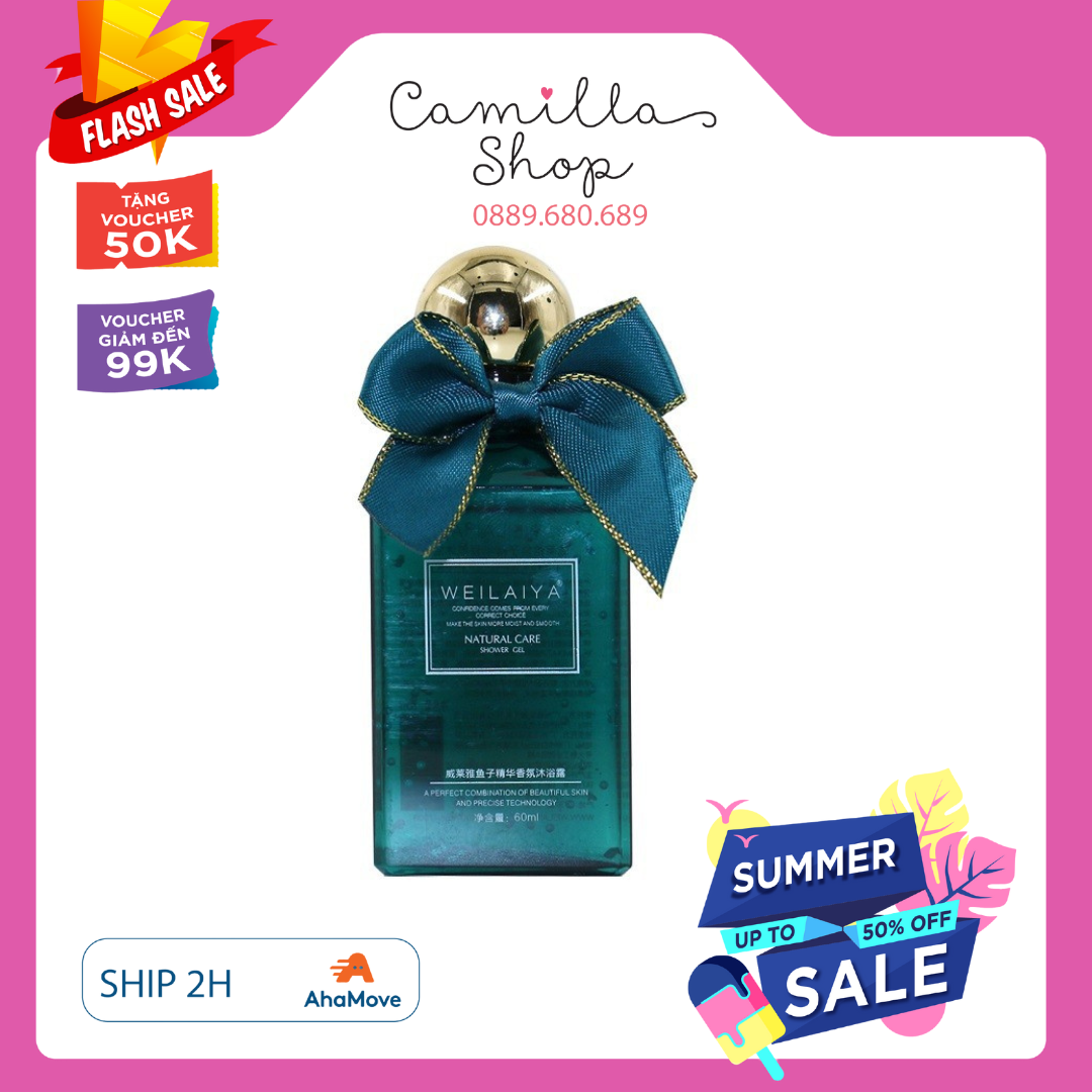 Sữa tắm hương nước hoa 60ml trứng cá tằm Scaviar dưỡng ầm lưu hương thơm lâu Weilaiya