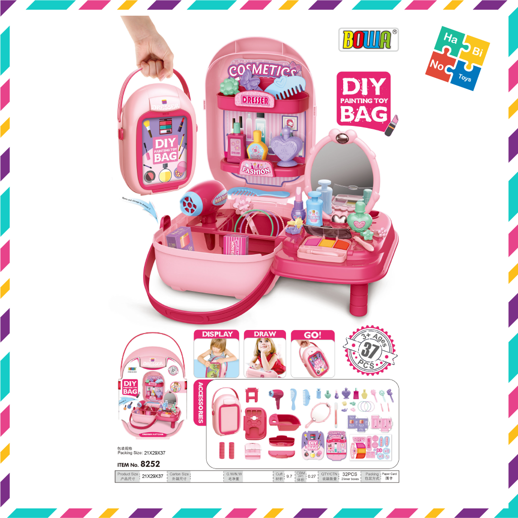 Bộ đồ chơi nhà bếp nhập vai bowa - bộ trang điểm 32 chi tiết 8252 cho trẻ habino toys