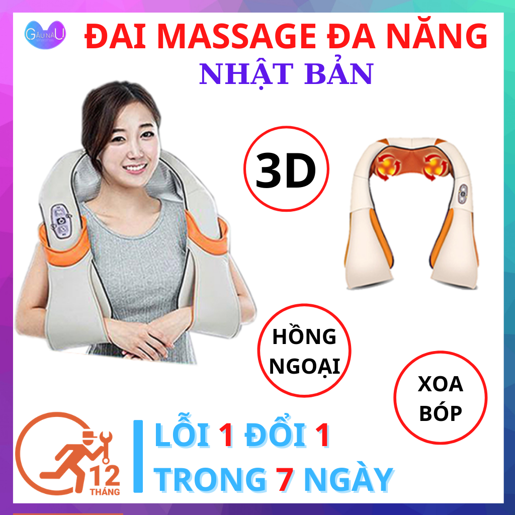 Máy MASSAGE Lưng,Vai,Cổ HỒNG NGOẠI Nhật Bản PL906 - Đai Massage ĐA NĂNG Xoa Bóp Bấm Huyệt Cổ,Vai,Gáy - Máy Đấm Bóp Lưng, Cổ, Vai, Gáy Hồng Ngoại MatXa Nhẹ Nhàng, Xoa Bóp Dễ Chịu, Giảm Đau Hiệu Quả