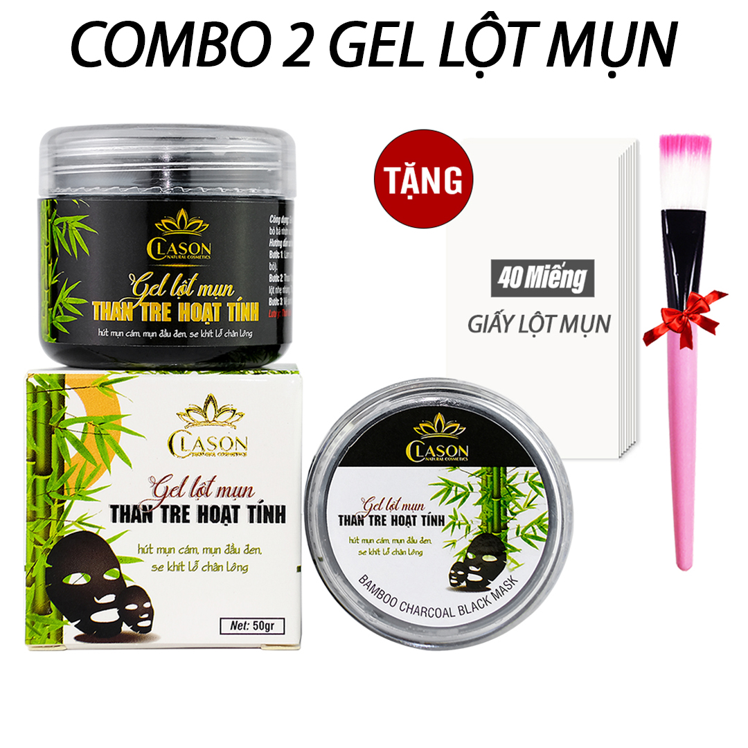 combo 2 Gel lột mụn than tre hoạt tính CLASON giúp lột mụn đầu đen mụn cám toàn mặt thanh lọc da tẩy tế bào chết tặng cọ quét tiện lợi