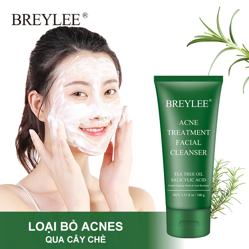 BREYLEE Acne Cleanser sưa rửa mặt cho học sinh Anti-Acne Oil Control  sữa rửa mặt mụn cho da dầu sữa rửa mặt trà xanh sữa rửa mặt acnes 100g