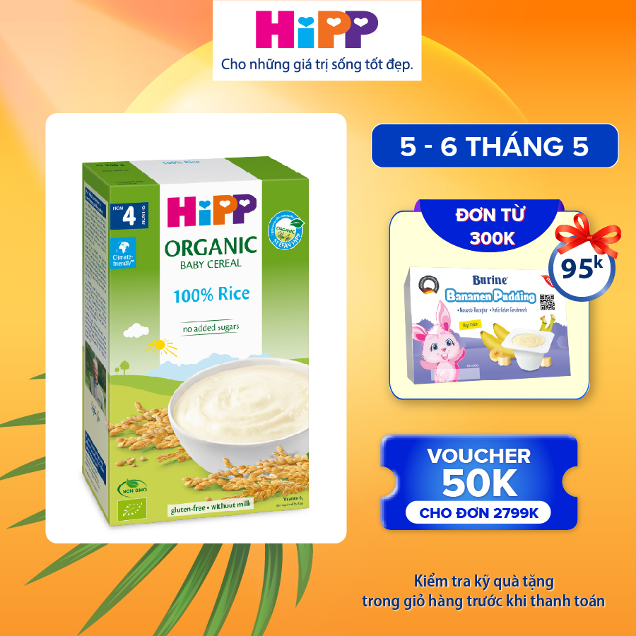 Bột ăn dặm dinh dưỡng Gạo nhũ nhi HiPP Organic 200g