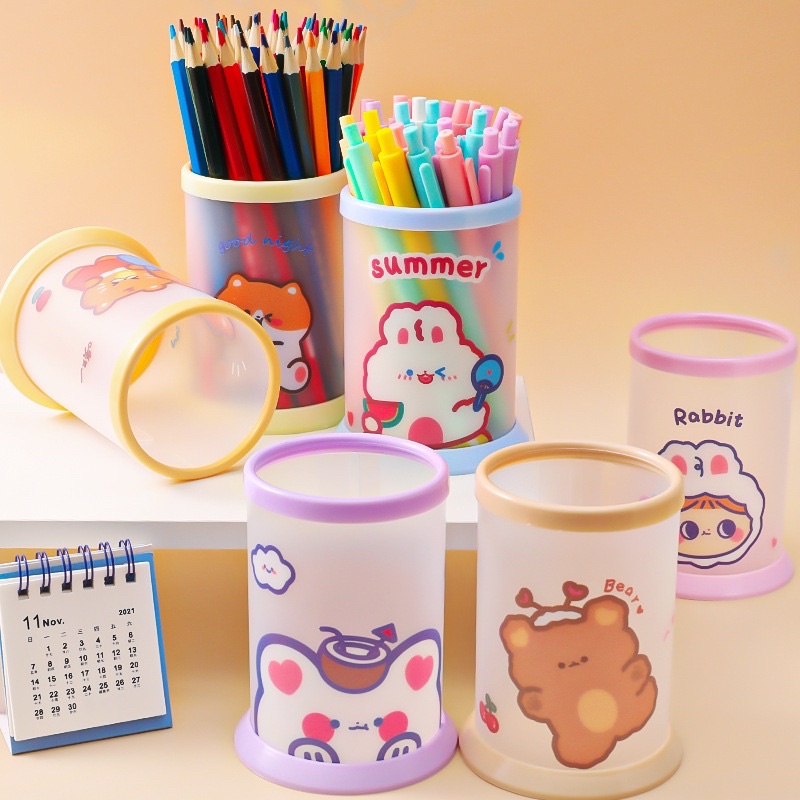 Hộp bút nhựa cute dễ thương ống cắm bút hoạt hình