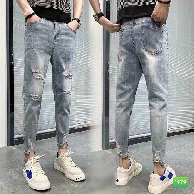 Quần jean nam chất bò nam rách xước quần rin nam cao cấp hu54