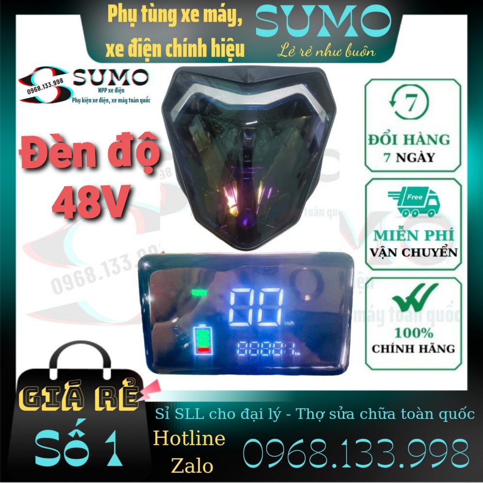 Đèn độ xe điện 48v, đầu đèn độ xe điện 48v - phụ tùng xe sumo