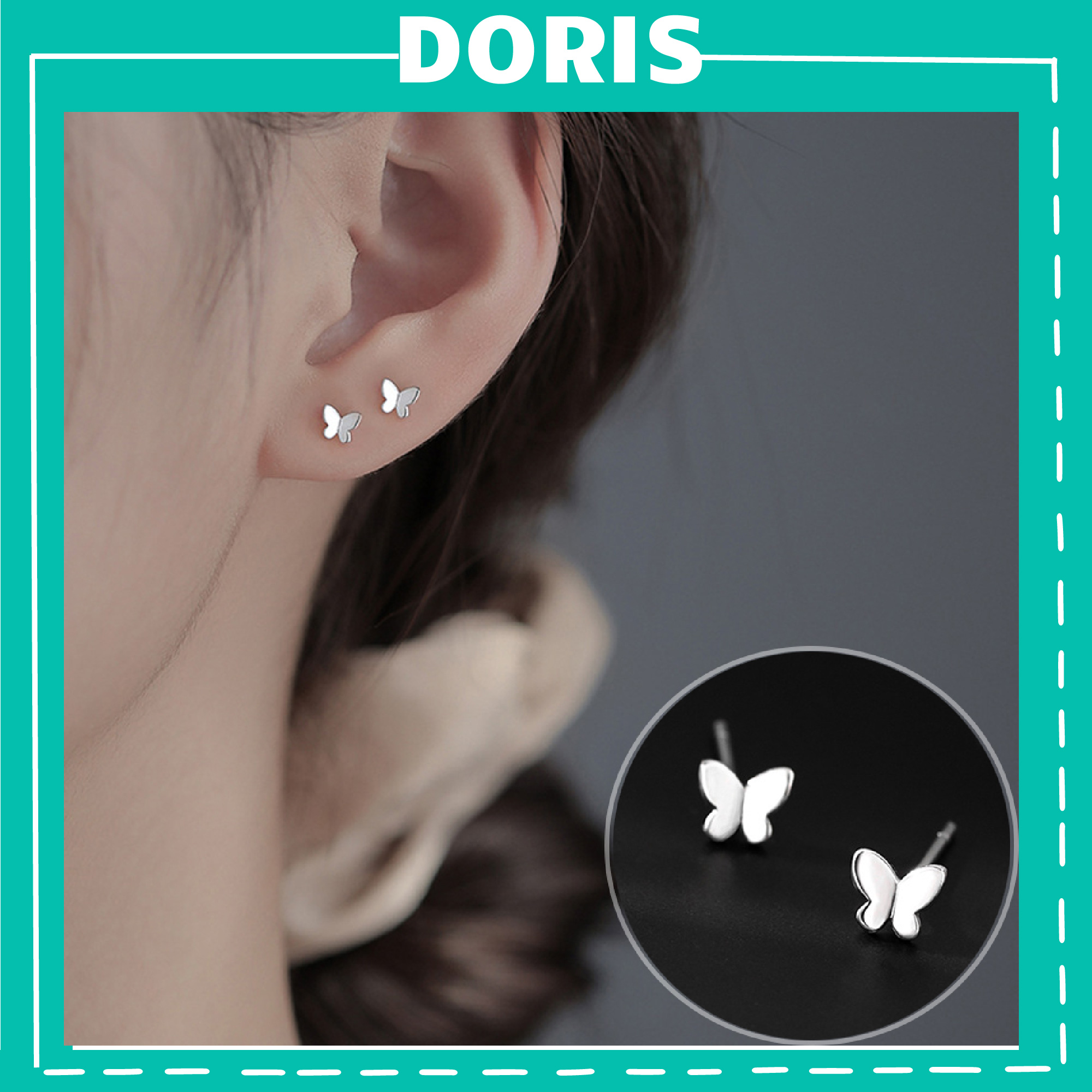 Bông tai bạc nhỏ bươm bướm dễ thương - doris house