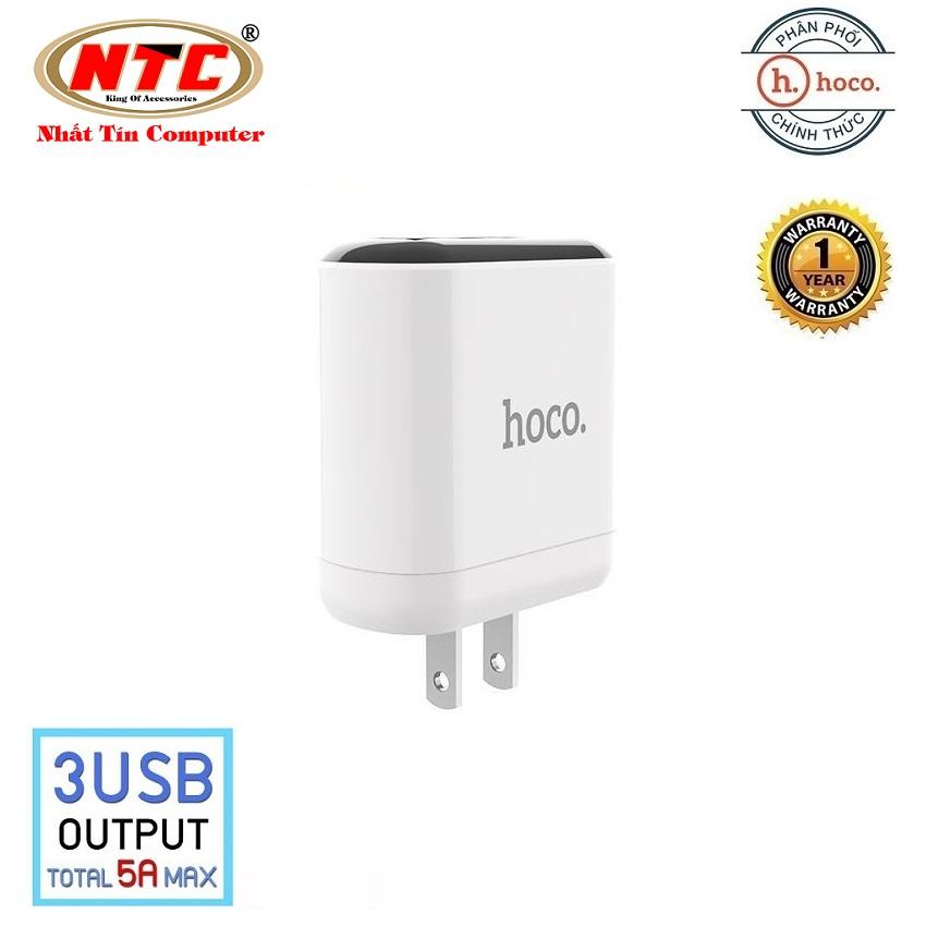 Cốc sạc nhanh Hoco HK1 Supernatural 3 cổng USB, điện áp max 5A, có đèn led báo dòng tải - Nhat Tin Authorised Store
